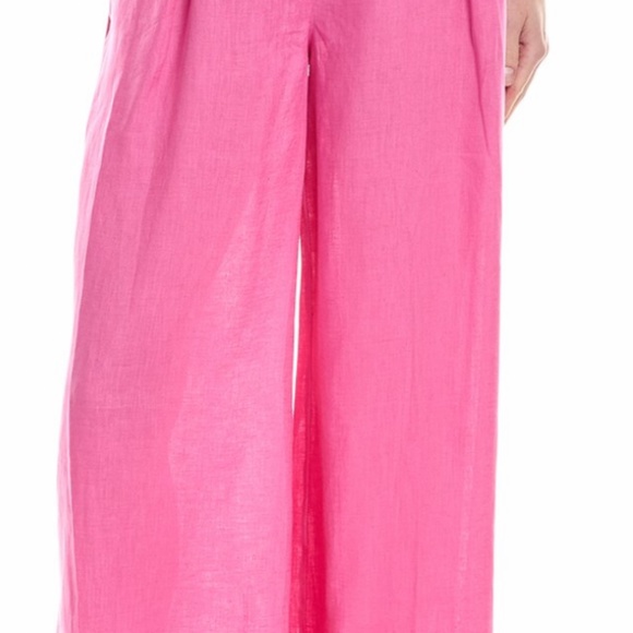 CYNTHIA ROWLEY Wide Leg Pleated Pink 100% Linen Pant Size 6 - Picture 10 of 10